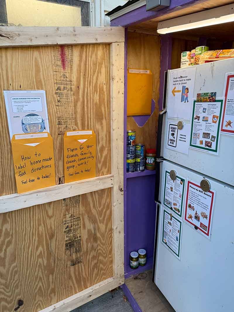 The Woburn Community Fridge behind the United Methodist Church